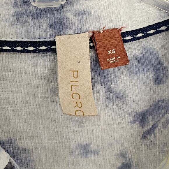 Anthropologie Pilcro Cate Tie Dye Eyelet Button Front Shirt Size XS Blue Purple - Picture 9 of 11
